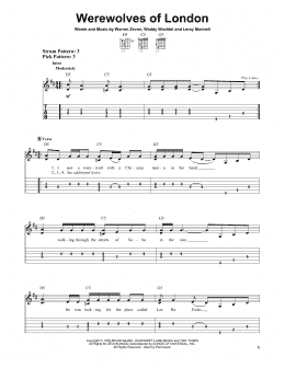 page one of Werewolves Of London (Easy Guitar Tab)