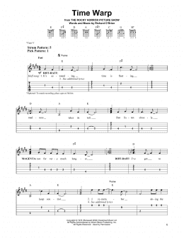 page one of Time Warp (Easy Guitar Tab)