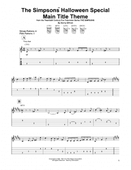 page one of The Simpsons Halloween Special Main Title Theme (Easy Guitar Tab)