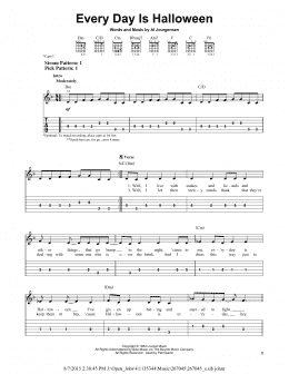 page one of Every Day Is Halloween (Easy Guitar Tab)
