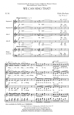 page one of We Can Sing That (SSA Choir)