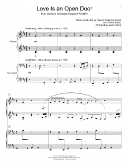page one of Love Is An Open Door (from Frozen) (arr. Mona Rejino) (Piano Duet)