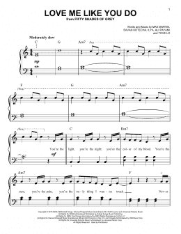 page one of Love Me Like You Do (Easy Piano)