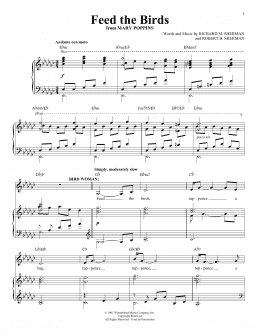 page one of Feed The Birds (Tuppence A Bag) (from Mary Poppins: The Musical) (Piano & Vocal)