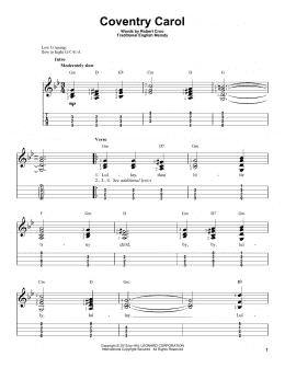 page one of Coventry Carol (Easy Ukulele Tab)