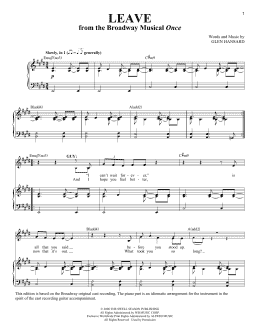 page one of Leave (Piano & Vocal)