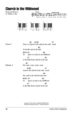 page one of Church In The Wildwood (Piano Chords/Lyrics)