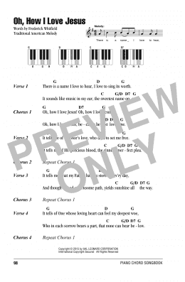 page one of Oh, How I Love Jesus (O How I Love Jesus) (Piano Chords/Lyrics)