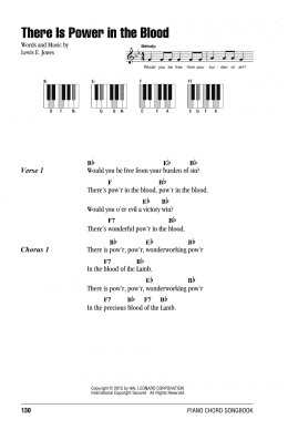 page one of There Is Power In The Blood (Piano Chords/Lyrics)