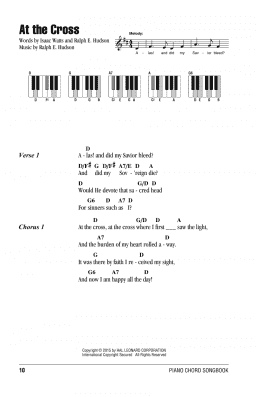 page one of At The Cross (Piano Chords/Lyrics)