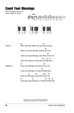 page one of Count Your Blessings (Piano Chords/Lyrics)