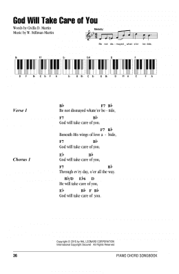 page one of God Will Take Care Of You (Piano Chords/Lyrics)