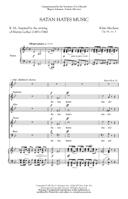 page one of Satan Hates Music (SATB Choir)