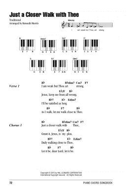 page one of Just A Closer Walk With Thee (Piano Chords/Lyrics)