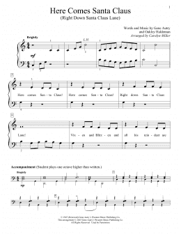 page one of Here Comes Santa Claus (Right Down Santa Claus Lane) (Educational Piano)