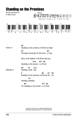 page one of Standing On The Promises (Piano Chords/Lyrics)