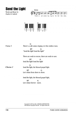 page one of Send The Light (Piano Chords/Lyrics)