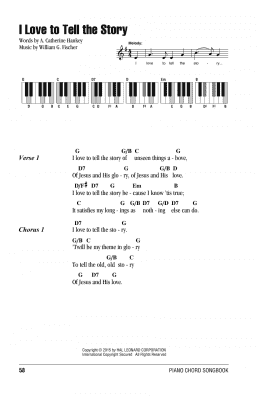 page one of I Love To Tell The Story (Piano Chords/Lyrics)