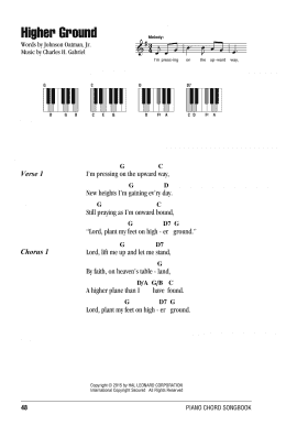 page one of Higher Ground (Piano Chords/Lyrics)
