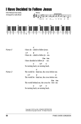 page one of I Have Decided To Follow Jesus (Piano Chords/Lyrics)