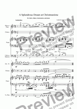 page one of A SPLENDROUS DREAM AT CHRISTMASTIME for Choir, Chimes, Instruments, and Piano