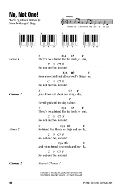 page one of No, Not One! (Piano Chords/Lyrics)