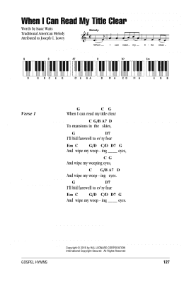 page one of When I Can Read My Title Clear (Piano Chords/Lyrics)