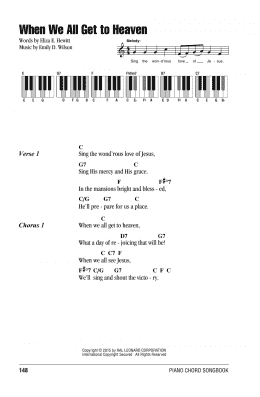 page one of When We All Get To Heaven (Piano Chords/Lyrics)