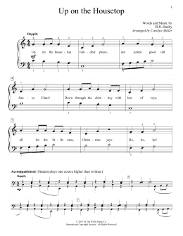 page one of Up On The Housetop (arr. Carolyn Miller) (Educational Piano)
