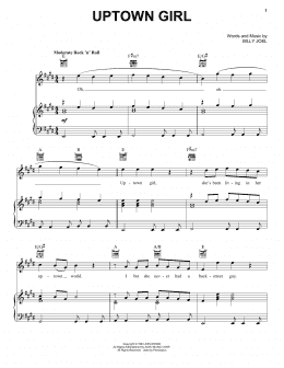 page one of Uptown Girl (Piano, Vocal & Guitar Chords (Right-Hand Melody))