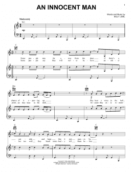 page one of An Innocent Man (Piano, Vocal & Guitar Chords (Right-Hand Melody))
