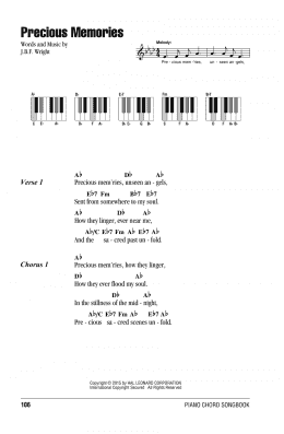 page one of Precious Memories (Piano Chords/Lyrics)