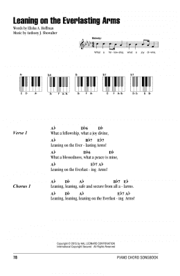 page one of Leaning On The Everlasting Arms (Piano Chords/Lyrics)