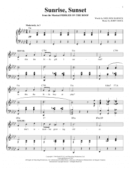 page one of Sunrise, Sunset (Piano & Vocal)