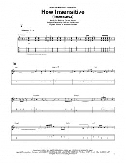 page one of How Insensitive (Insensatez) (Guitar Tab)