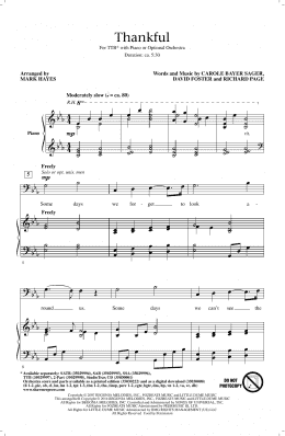 page one of Thankful (arr. Mark Hayes) (TTB Choir)