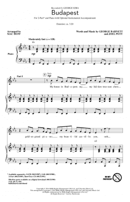 page one of Budapest (arr. Mac Huff) (2-Part Choir)