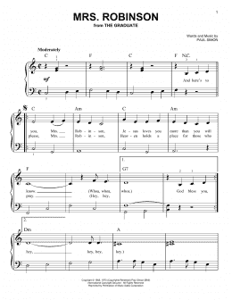 page one of Mrs. Robinson (Very Easy Piano)