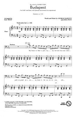 page one of Budapest (arr. Mac Huff) (SAB Choir)