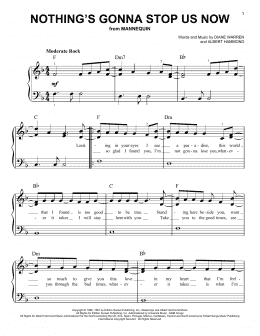 page one of Nothing's Gonna Stop Us Now (Easy Piano)