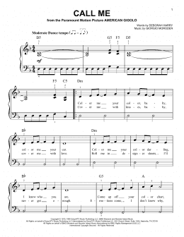 page one of Call Me (Very Easy Piano)
