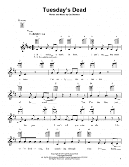 page one of Tuesday's Dead (Ukulele)