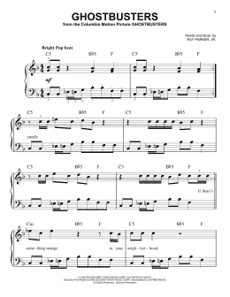 page one of Ghostbusters (Very Easy Piano)