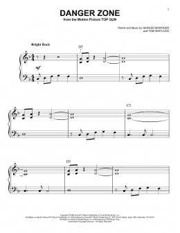 page one of Danger Zone (Easy Piano)