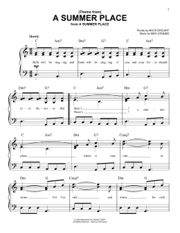 page one of (Theme From) A Summer Place (Very Easy Piano)
