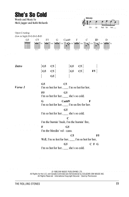 page one of She's So Cold (Guitar Chords/Lyrics)