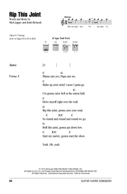 page one of Rip This Joint (Guitar Chords/Lyrics)