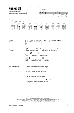 page one of Rocks Off (Guitar Chords/Lyrics)