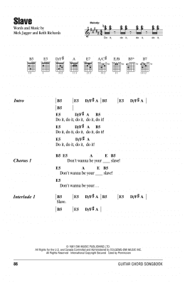 page one of Slave (Guitar Chords/Lyrics)