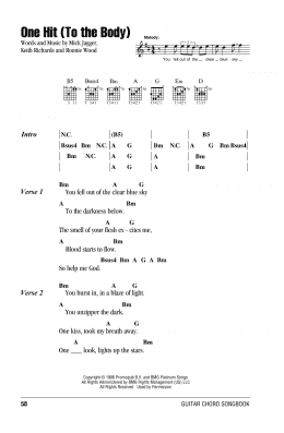 page one of One Hit (To The Body) (Guitar Chords/Lyrics)